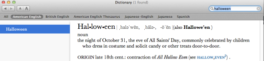 New Oxford Am Dict def of Halloween